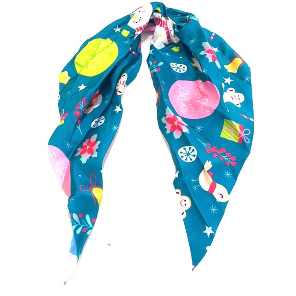 Christmas Holiday Scarf Scrunchie Ponytail Holder 2 in 1 Bird Gingerbread - Picture 3 of 5